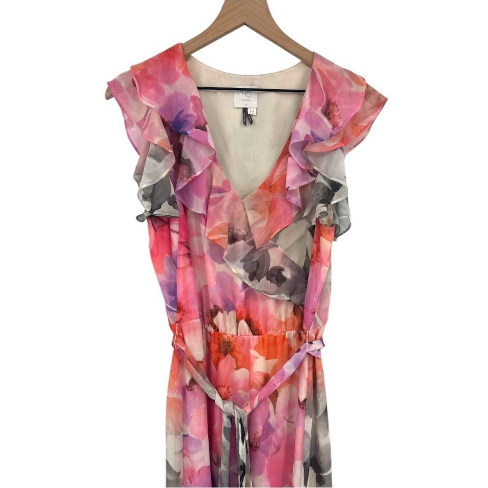 Anthropologie HD in Paris Easel Flora Ruffle Maxi Dress Size 6 Floral Watercolor - Picture 5 of 10